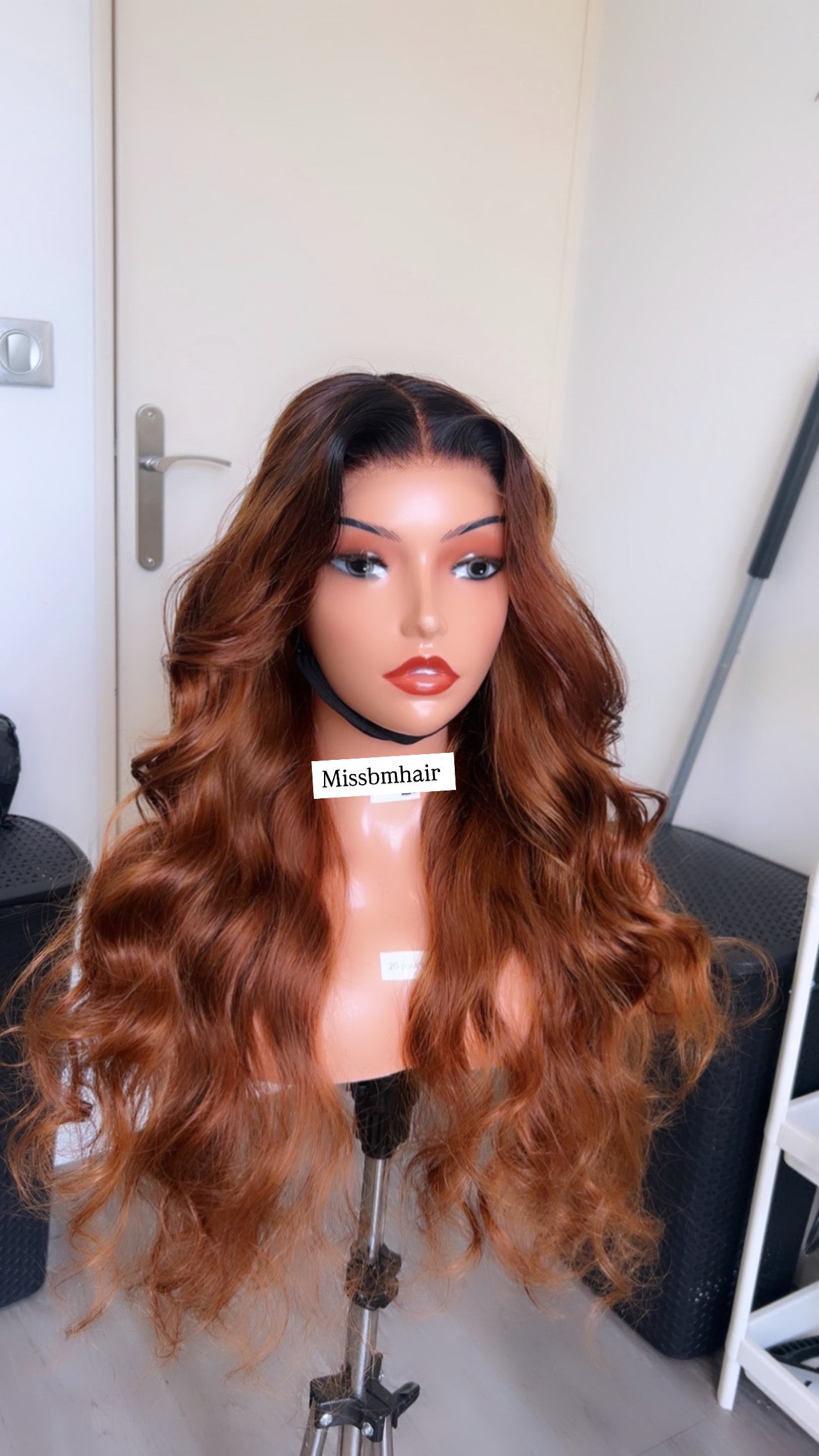 Virgin human hair wig - glueless ginger brown