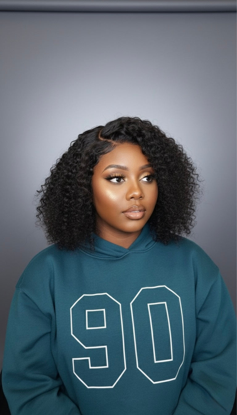 Perruque cheveux vierges- kinky bouclée transparent lace