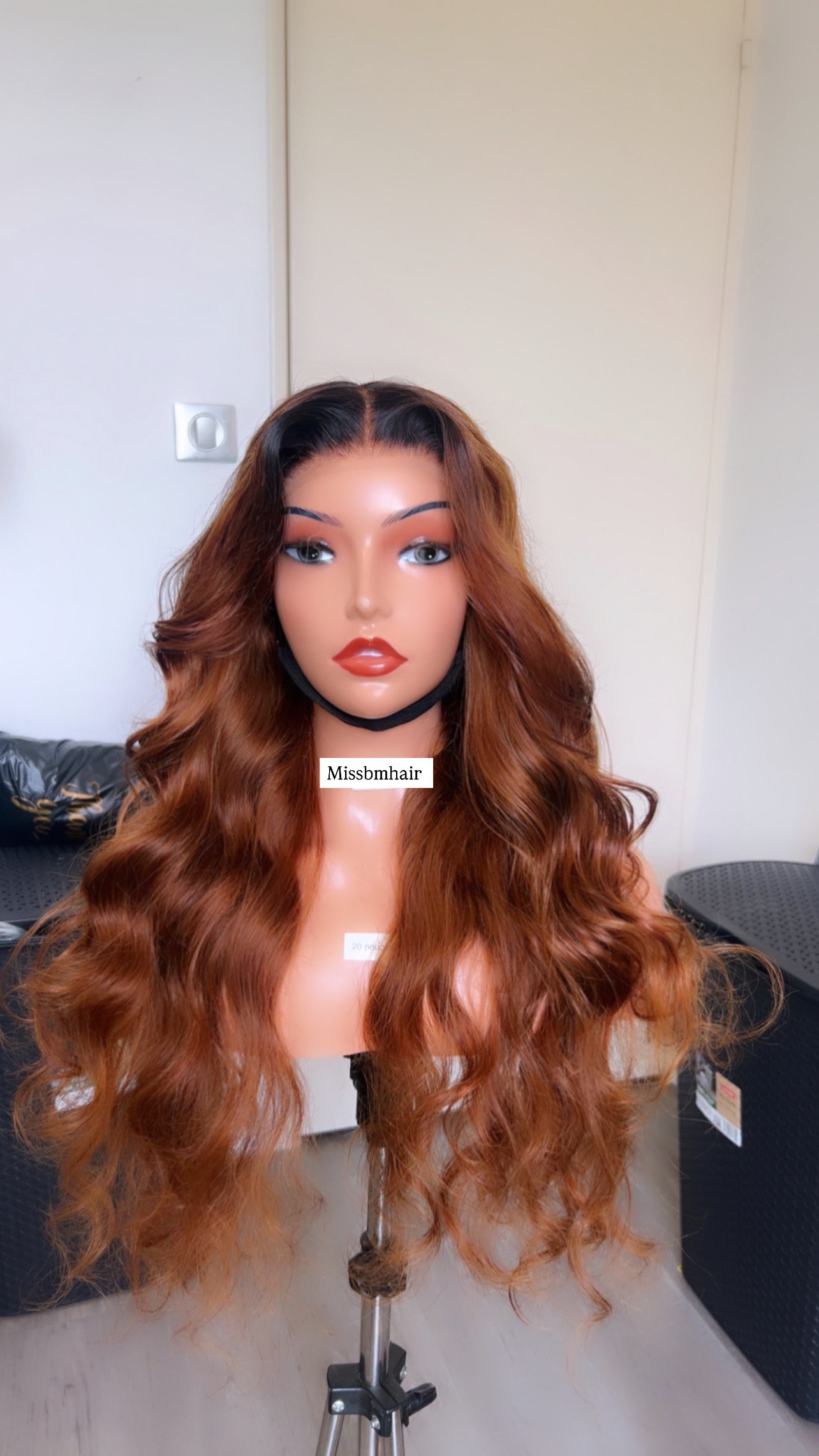 Virgin human hair wig - glueless ginger brown