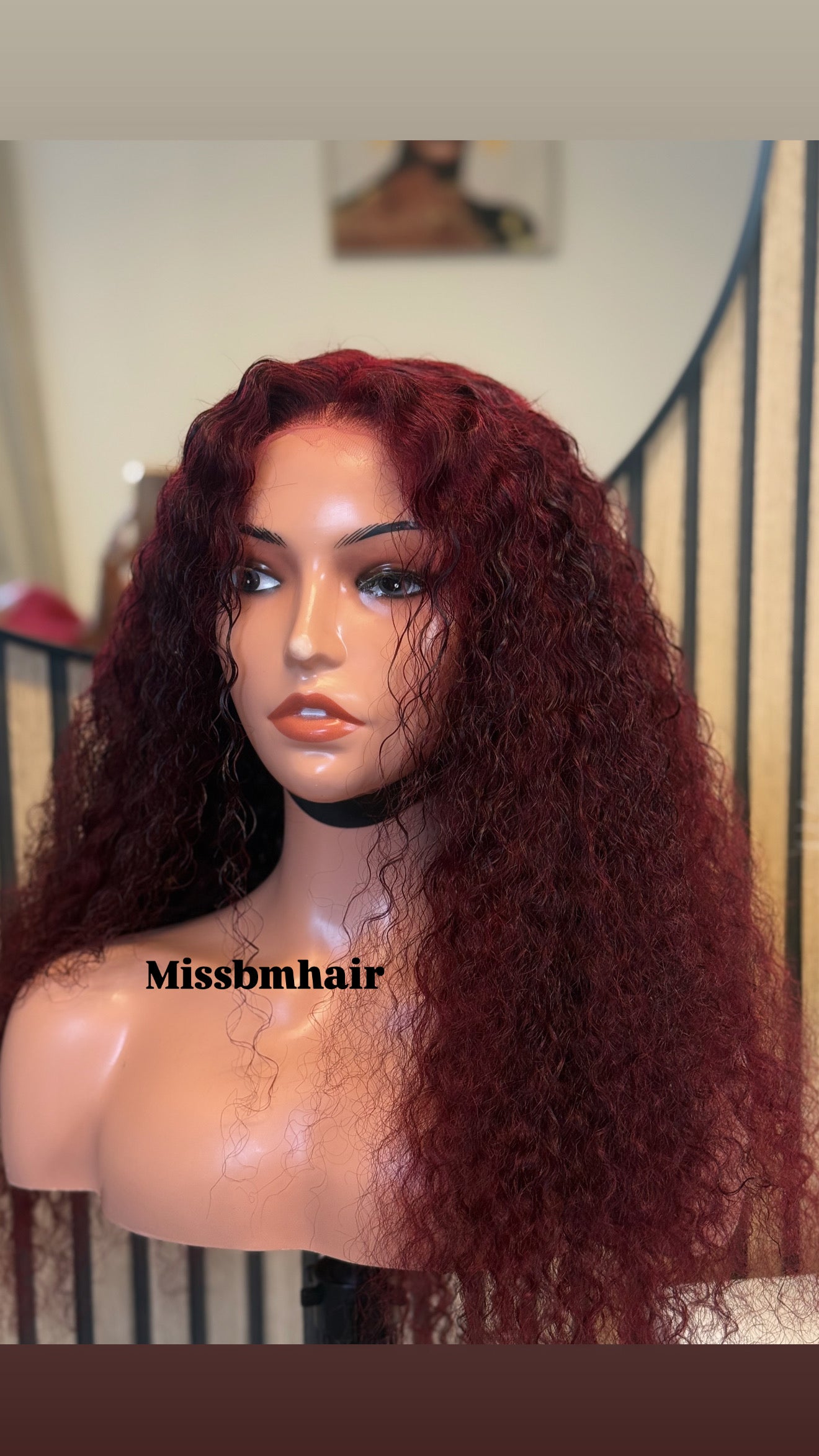 Perruque cheveux vierges-linda HD lace curly burgundy