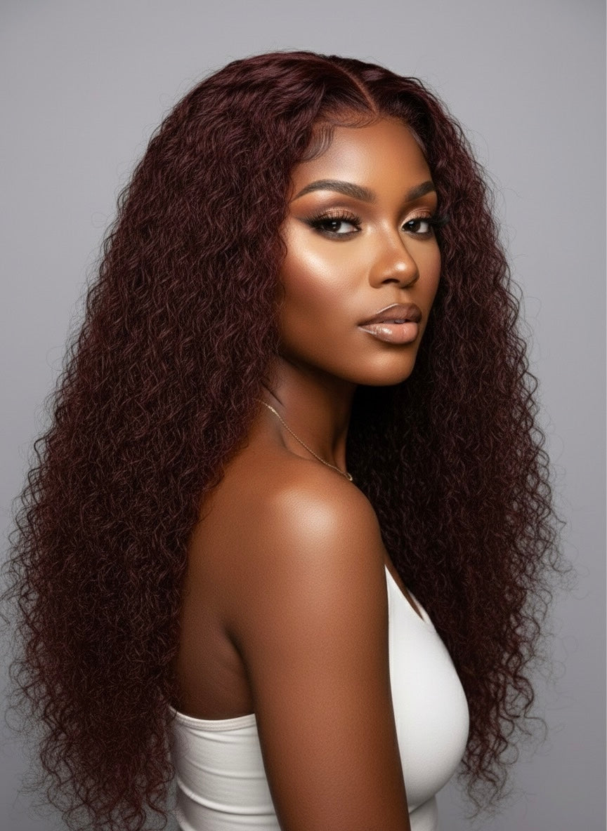 Perruque cheveux vierges-linda HD lace curly burgundy
