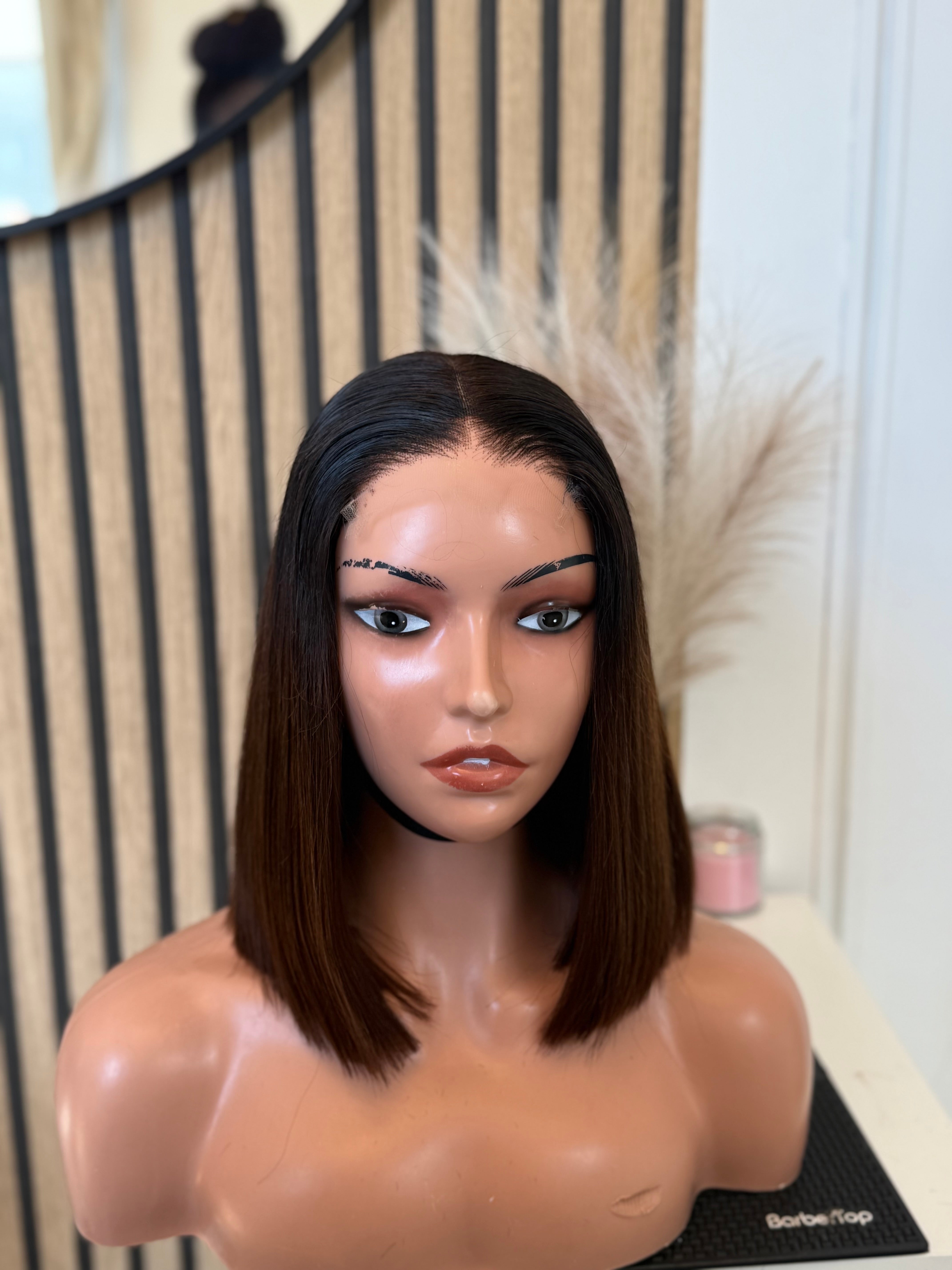 Perruque cheveux humain vierges- cluatilde glueless 1b/marron HD