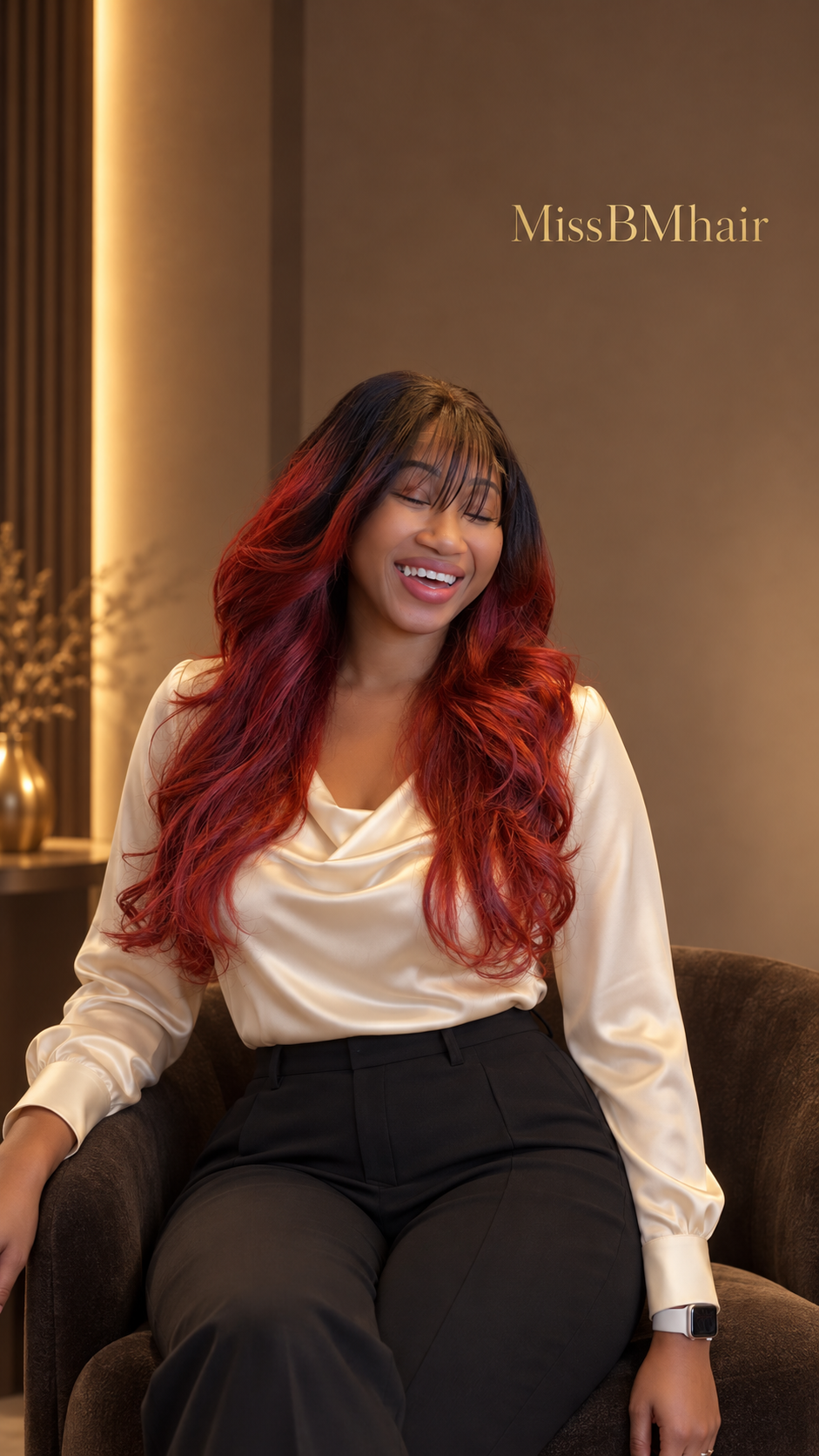Perruque bordeaux body wave avec frange racine foncée, cheveux vierges 22 pouces HD lace 5x5 – MissBMhair