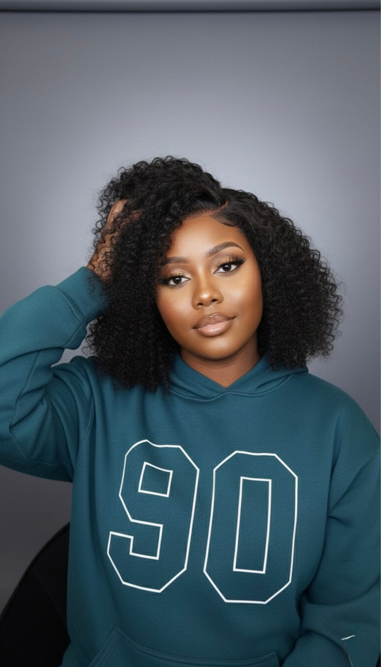 Perruque cheveux vierges- kinky bouclée transparent lace