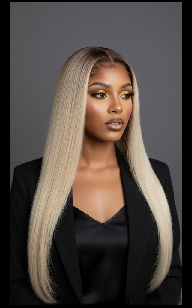 Perruque cheveux vierges-Gabie blond 613 sable longue