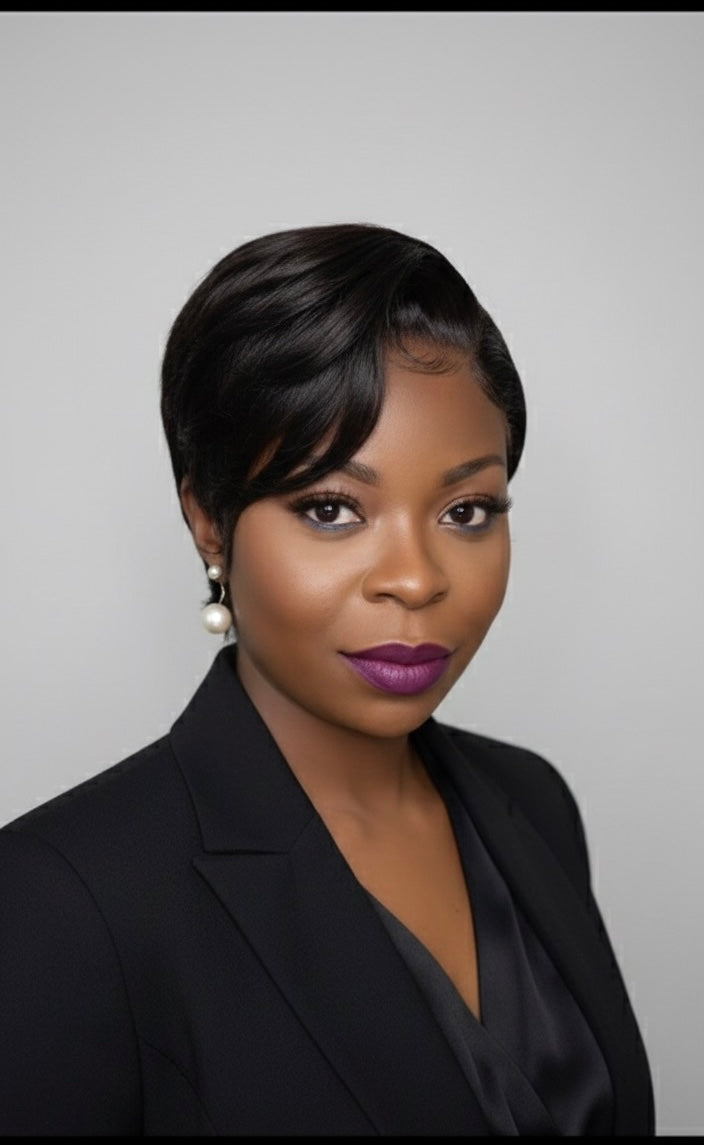 Perruque cheveux humain -pixie coupe courte