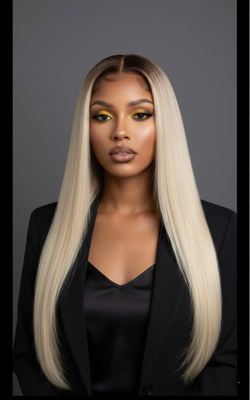 Perruque cheveux vierges-Gabie blond 613 sable longue