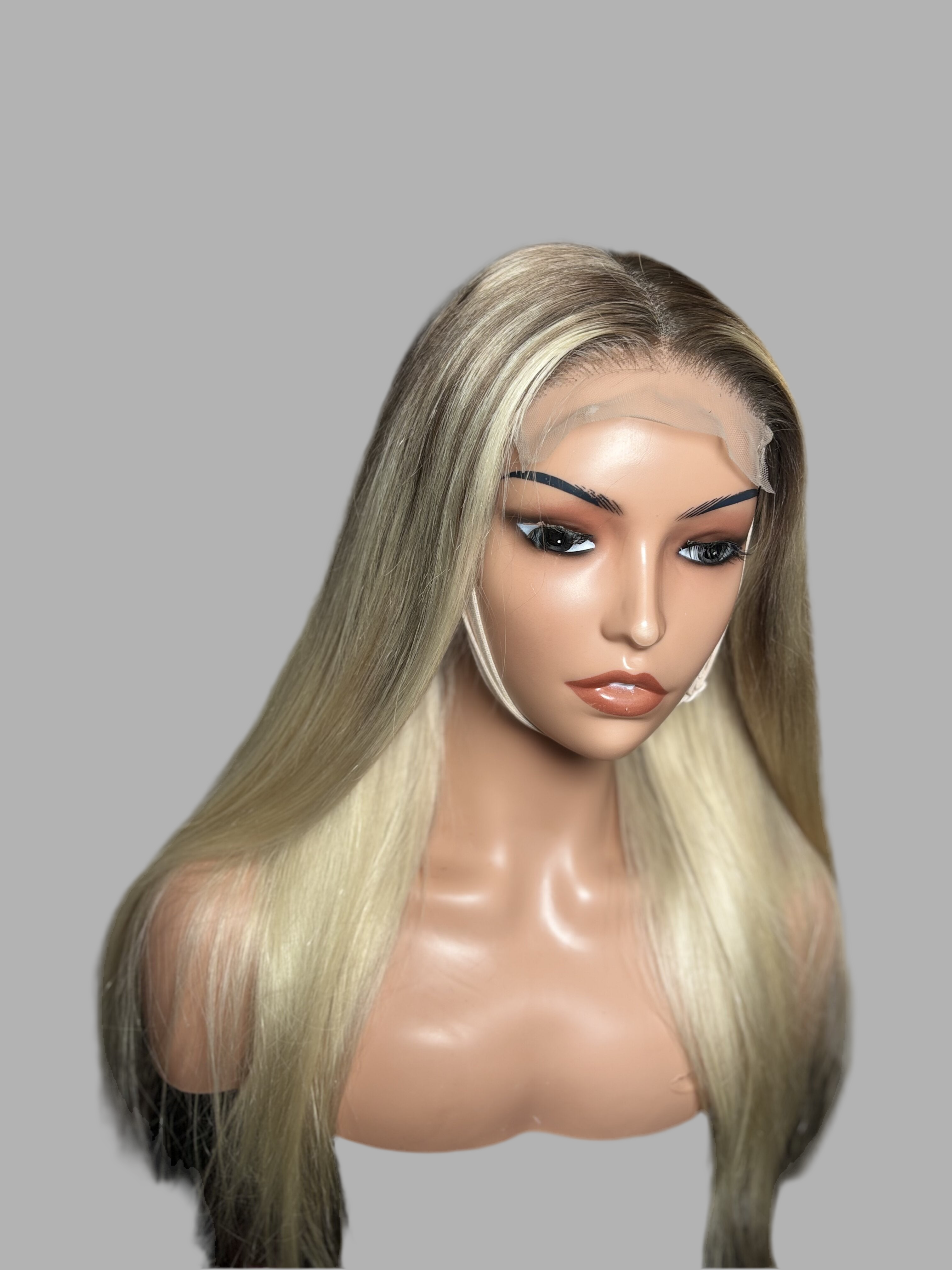 Virgin hair transparent lace wig - Blonde-straight
