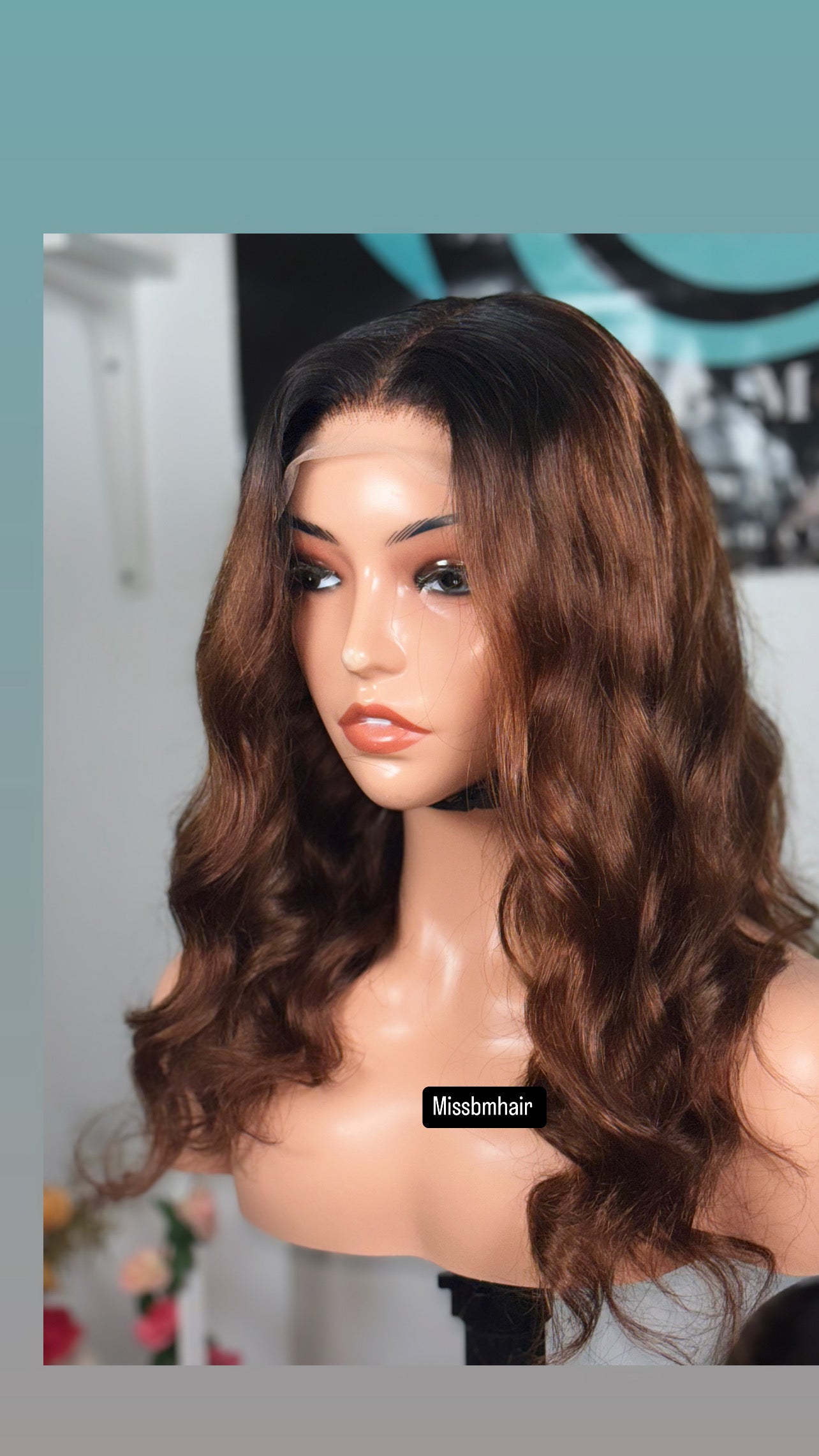 perruque ondulée châtain 18 pouces